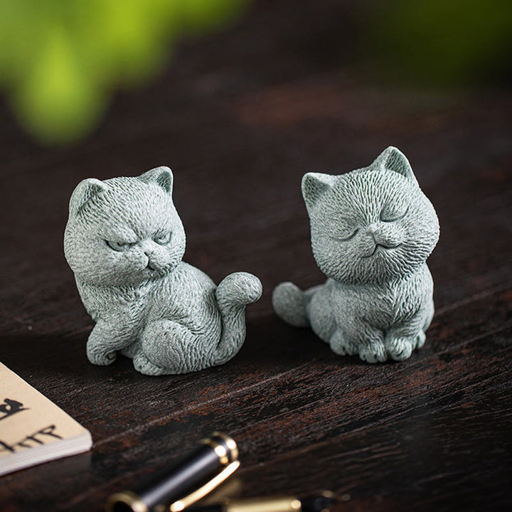 Buddha Stones Mały Kot Dom Herbata Figurka Zwierzę Dekoracja Biurka - image 14