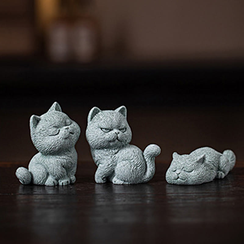 Buddha Stones Mały Kot Dom Herbata Figurka Zwierzę Dekoracja Biurka - image 2