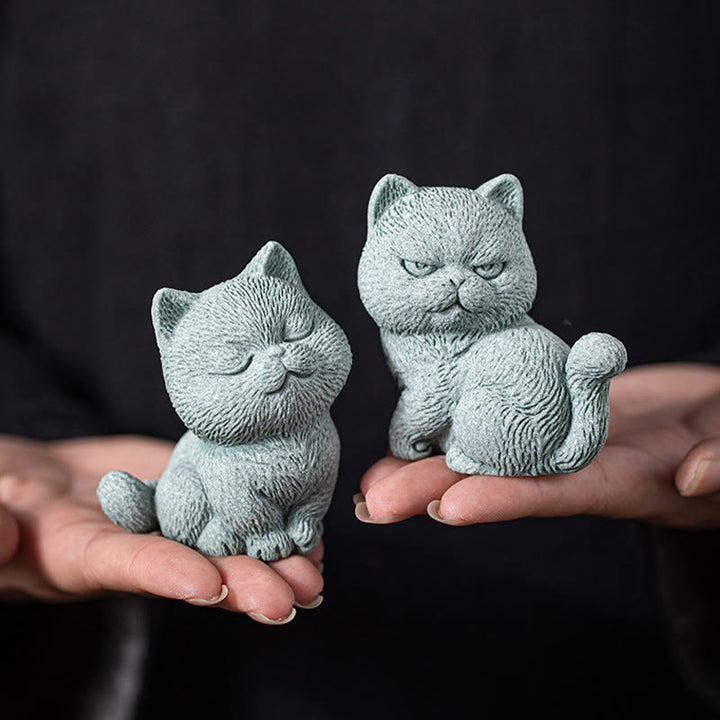 Buddha Stones Mały Kot Dom Herbata Figurka Zwierzę Dekoracja Biurka - image 11