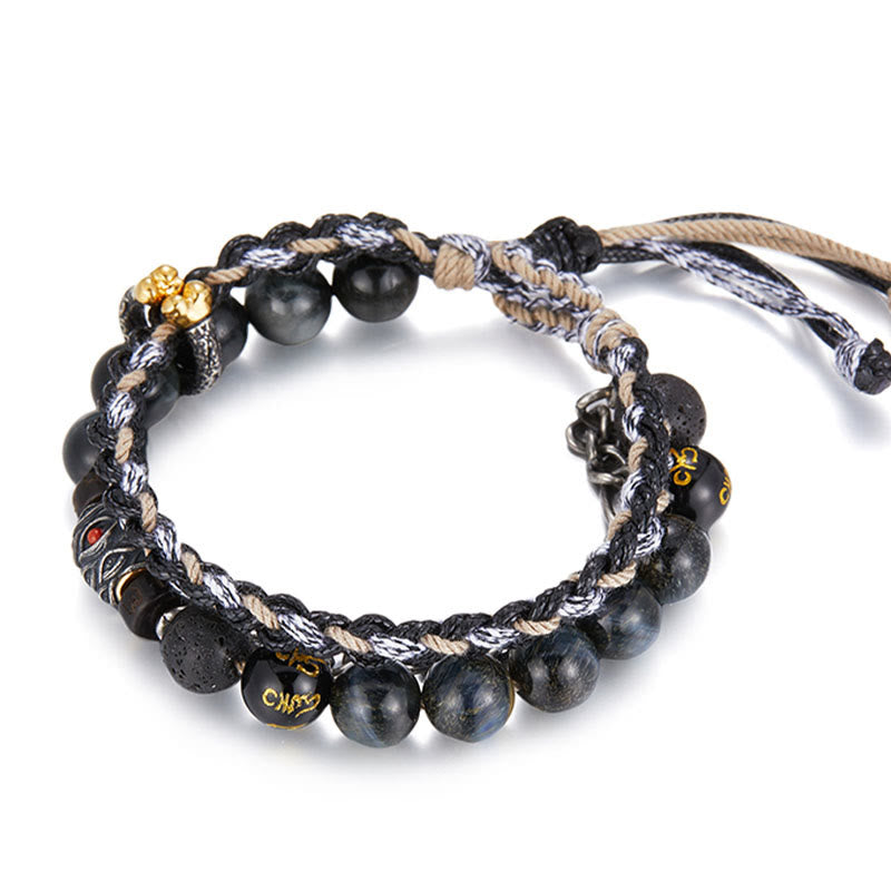 Buddha Stones 925 Srebro Sterlingowe Kamień Lawowy Oko Orła Kamień Szczęśliwe Koraliki Ręcznie Robiona Bransoletka Uzdrawiająca - image 13