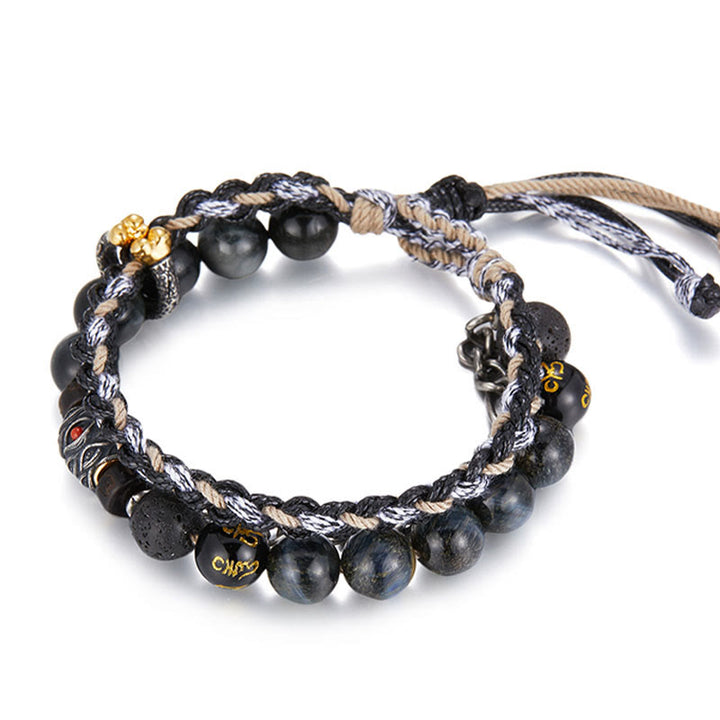 Buddha Stones 925 Srebro Sterlingowe Kamień Lawowy Oko Orła Kamień Szczęśliwe Koraliki Ręcznie Robiona Bransoletka Uzdrawiająca - image 13