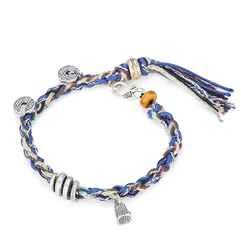 Buddha Stones 925 Srebro Sterling Monety Wagi Charm Ręcznie Robiona Bransoletka Błogosławieństwa