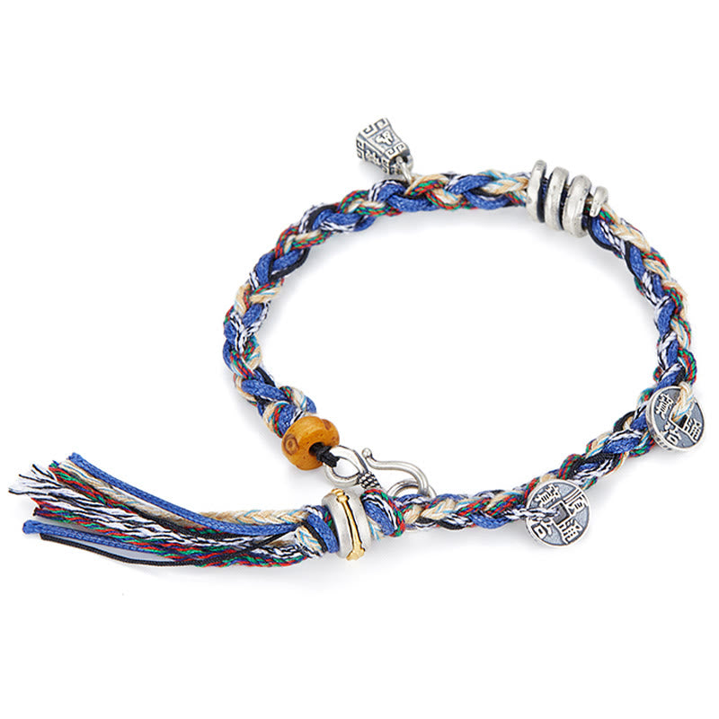 Buddha Stones 925 Srebro Sterling Monety Wagi Charm Ręcznie Robiona Bransoletka Błogosławieństwa