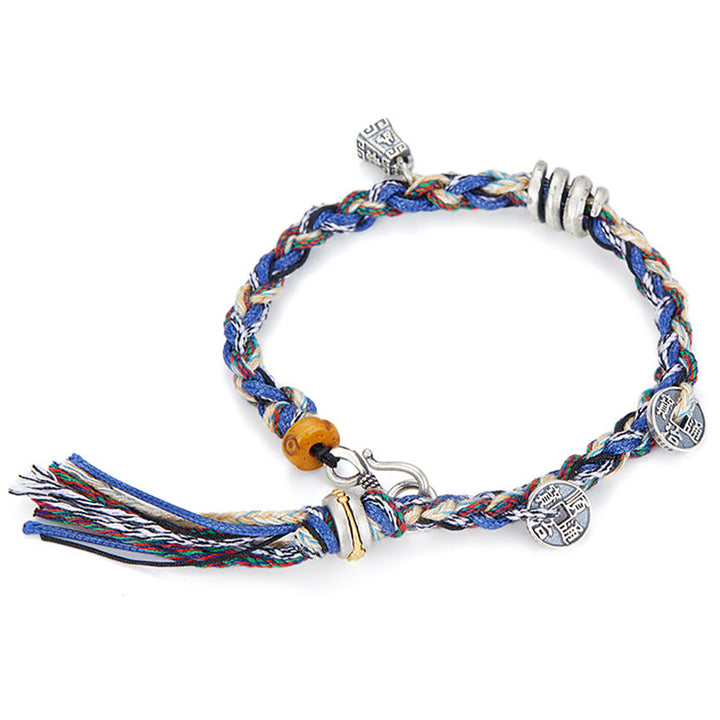 Buddha Stones 925 Srebro Sterling Monety Wagi Charm Ręcznie Robiona Bransoletka Błogosławieństwa