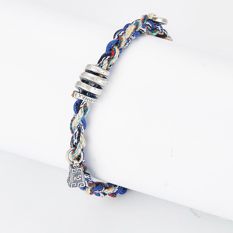 Buddha Stones 925 Srebro Sterling Monety Wagi Charm Ręcznie Robiona Bransoletka Błogosławieństwa