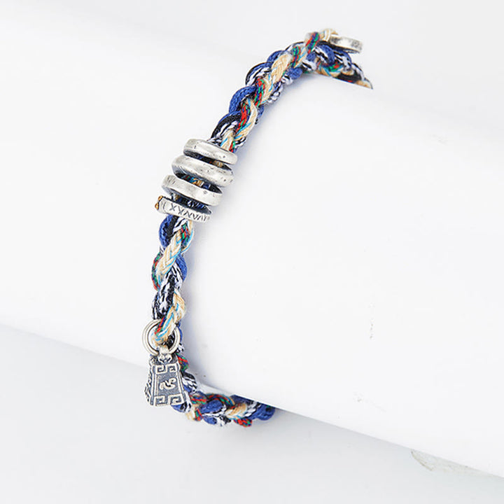 Buddha Stones 925 Srebro Sterling Monety Wagi Charm Ręcznie Robiona Bransoletka Błogosławieństwa