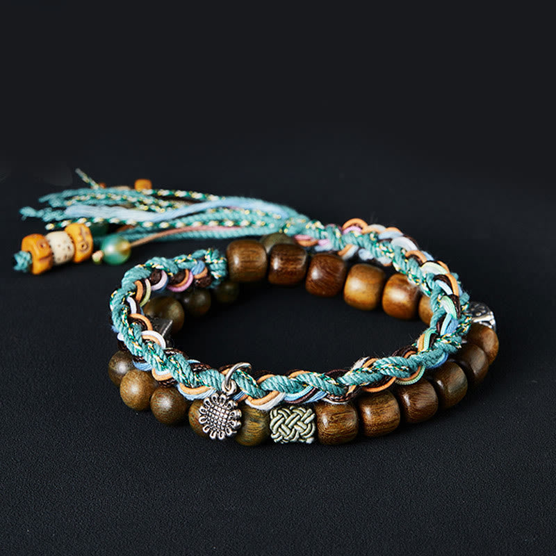 Buddha Stones 925 Srebro Sterlingowe Zielone Drzewo Sandałowe Bodhi Seed Ręcznie Robiona Pozytywna Bransoletka - 19 cm pasuje na nadgarstek o obwodzie 17 cm - image 0