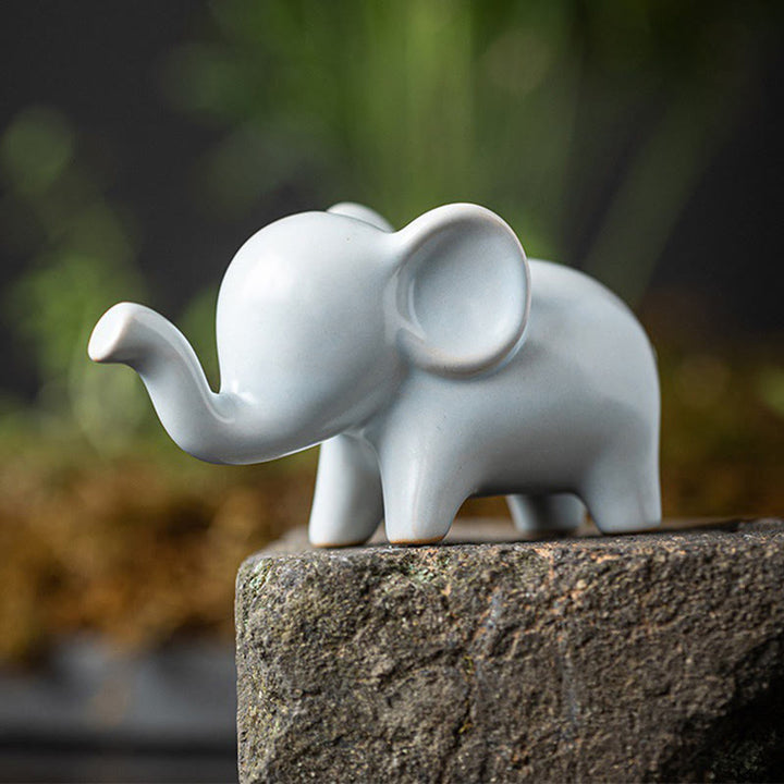 Buddha Stones Mały Ceramiczny Słoń Dom Herbata Figurka Zwierzę Dekoracja Biurka