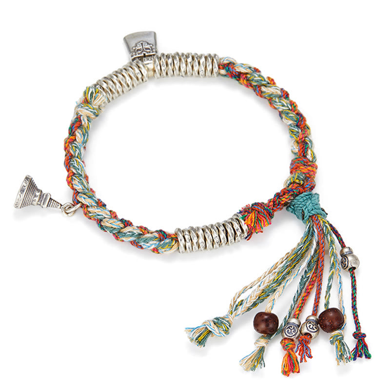 Bransoletka ochronna Buddha Stones 925 Sterling Silver, ręcznie robiona, wielopasmowa