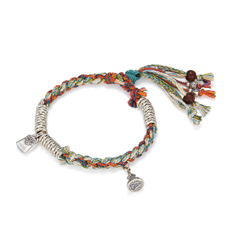 Bransoletka ochronna Buddha Stones 925 Sterling Silver, ręcznie robiona, wielopasmowa