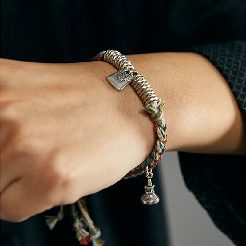 Bransoletka ochronna Buddha Stones 925 Sterling Silver, ręcznie robiona, wielopasmowa - image 9