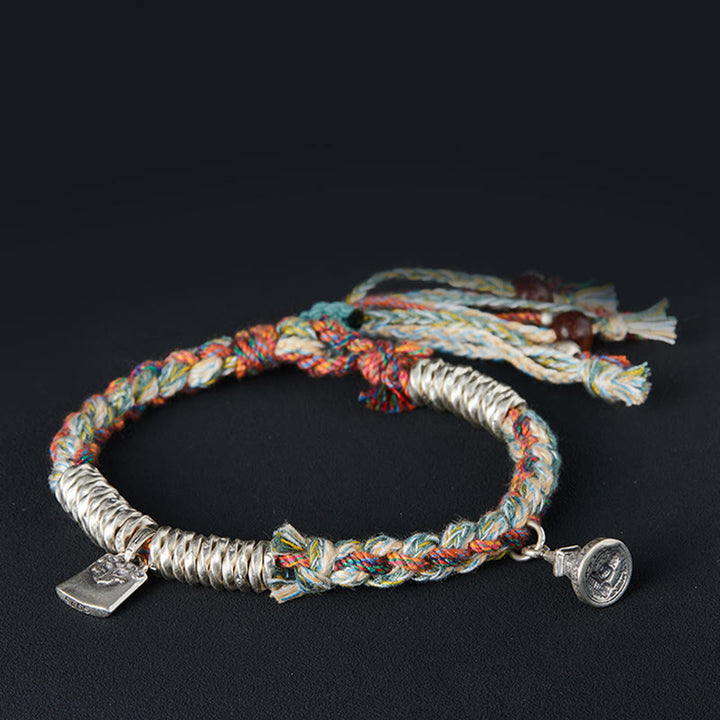 Bransoletka ochronna Buddha Stones 925 Sterling Silver, ręcznie robiona, wielopasmowa - 19 cm pasuje na nadgarstek o obwodzie 17 cm - image 0