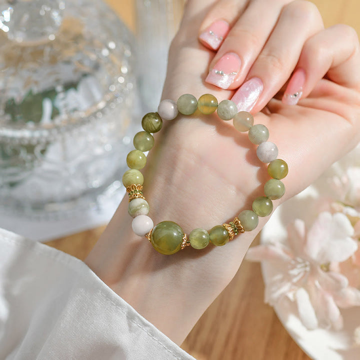 Bransoletka z zielonego jadeitu w kolorze winogronowym z Buddha Stones