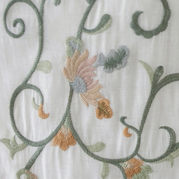 Buddha Stones 2 szt. Kwiatowy haft Krótki rękaw Koszulka T-shirt Szerokie nogawki Spodnie Zestaw - image 18