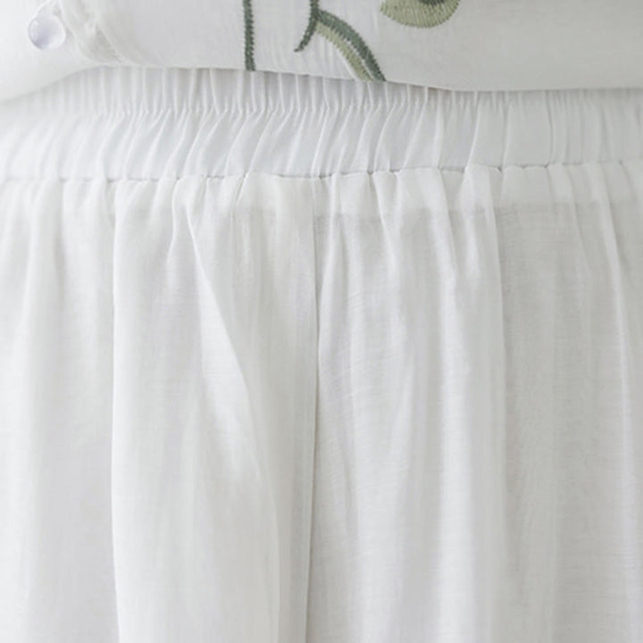 Buddha Stones 2 szt. Kwiatowy haft Krótki rękaw Koszulka T-shirt Szerokie nogawki Spodnie Zestaw - image 23