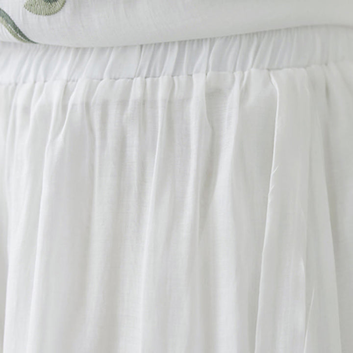 Buddha Stones 2 szt. Kwiatowy haft Krótki rękaw Koszulka T-shirt Szerokie nogawki Spodnie Zestaw - image 25