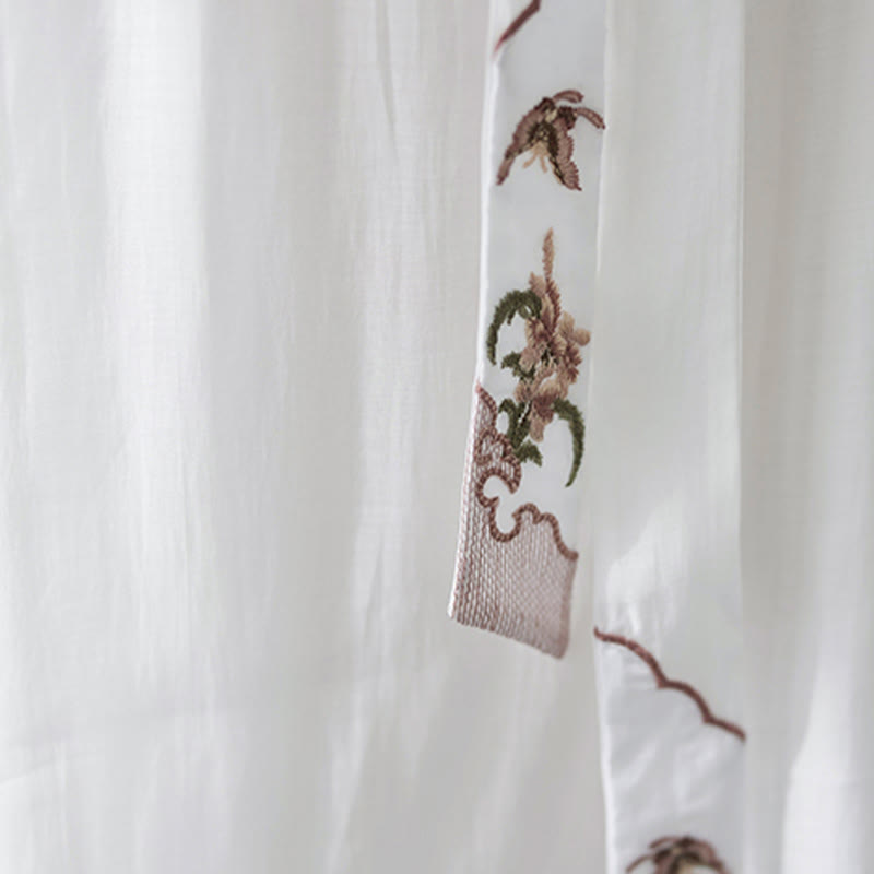 Buddha Stones 2 szt. Kwiatowy haft Krótki rękaw Koszulka T-shirt Szerokie nogawki Spodnie Zestaw - image 26