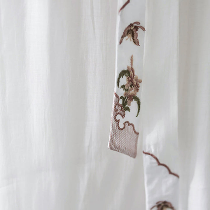 Buddha Stones 2 szt. Kwiatowy haft Krótki rękaw Koszulka T-shirt Szerokie nogawki Spodnie Zestaw - image 26