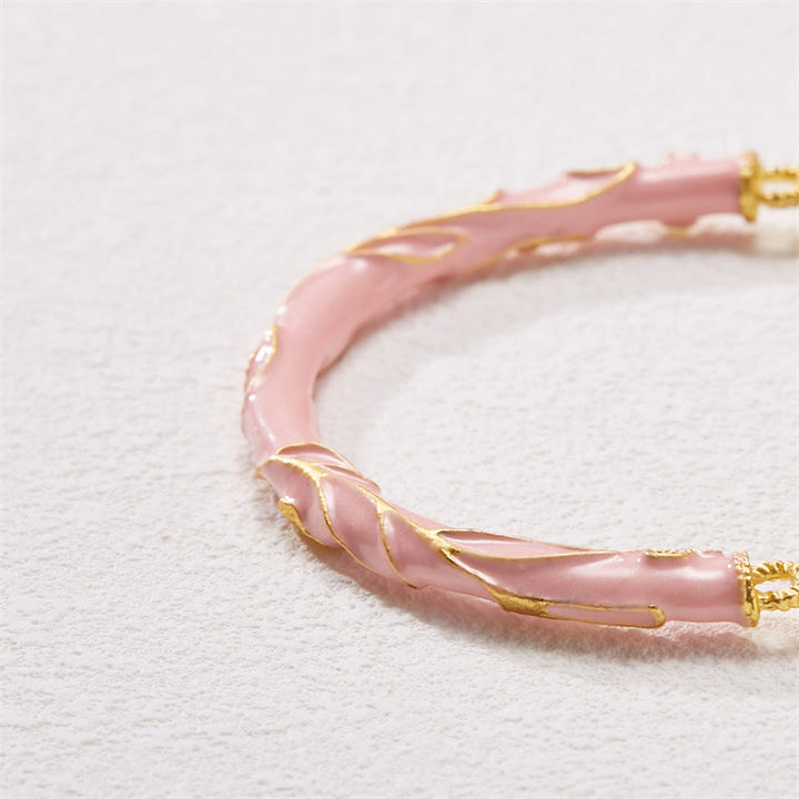 Buddha Stones Kamień słoneczny Złoty jedwabny jadeit Konwalia Charm Pozytywna bransoletka Bangle