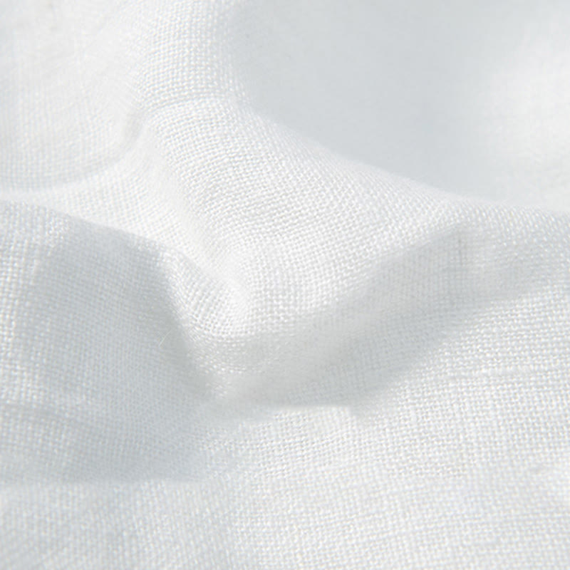 Koszula z krótkim rękawem w jednolitym kolorze z krótkim rękawem i półguzikiem, bawełniano-lniana, męska, z Buddha Stones - image 16