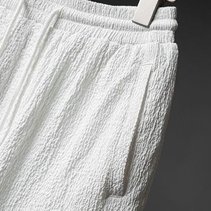 Buddha Stones 2 szt. Jednolity kolor Tekstura Guzik Półrękaw Koszula Spodnie Męski Zestaw - image 10