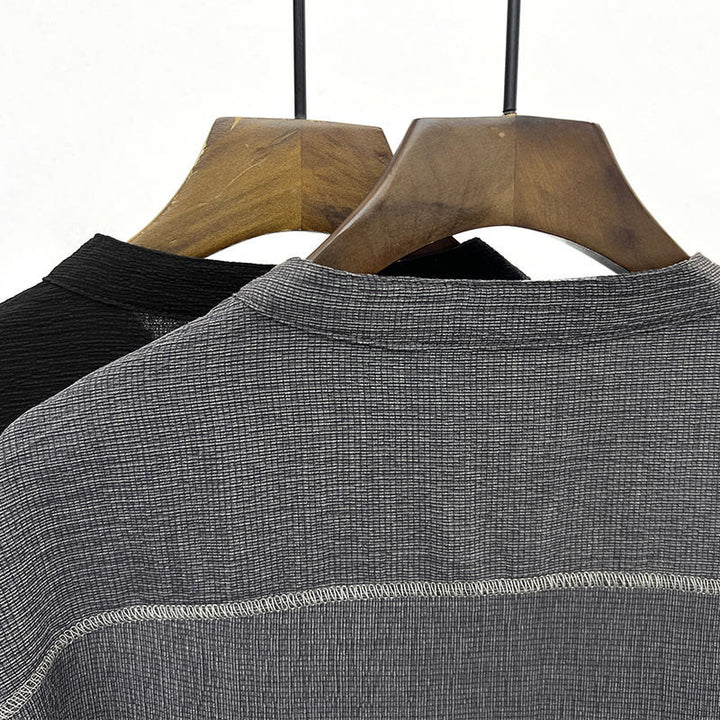 Koszula męska z krótkim rękawem i guzikami Buddha Stones Summer Solid Color - image 7