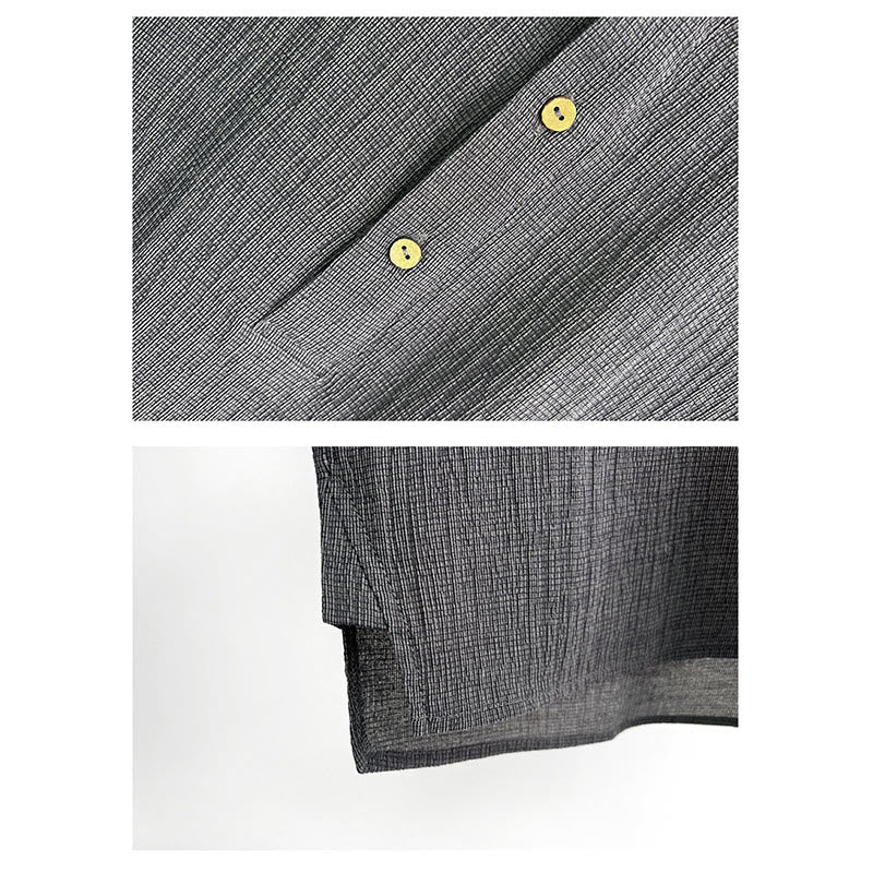 Koszula męska z krótkim rękawem i guzikami Buddha Stones Summer Solid Color - image 5