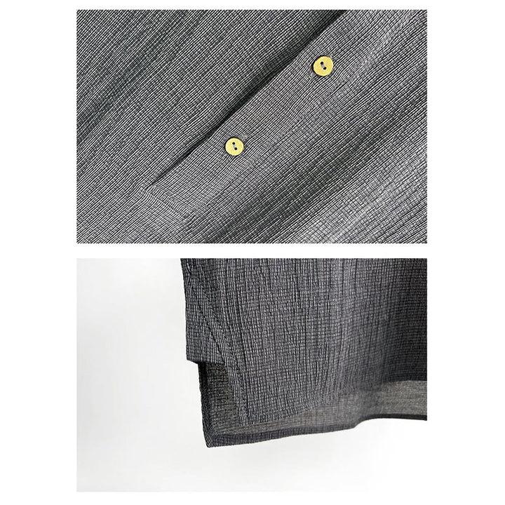 Koszula męska z krótkim rękawem i guzikami Buddha Stones Summer Solid Color - image 5