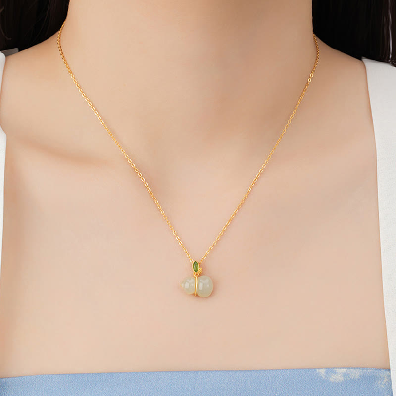 Naszyjnik z Buddha Stones 925 ze srebra próby 925 z jadeitu Hetian i obfitości - image 4