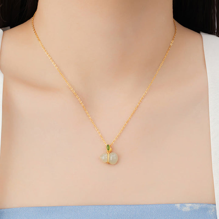 Naszyjnik z Buddha Stones 925 ze srebra próby 925 z jadeitu Hetian i obfitości - image 4