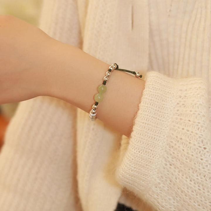 Buddha Stones 925 Srebro Sterling Naturalny Jade Fu Charakter Bambus Bransoletka Obfitość - image 9