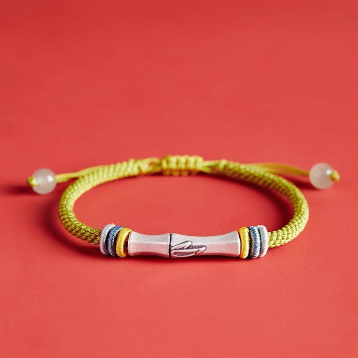 Buddha Stones 999 Srebro Sterling Czerwony Sznurek Bambusowy Bransoletka Oświecenia - image 1