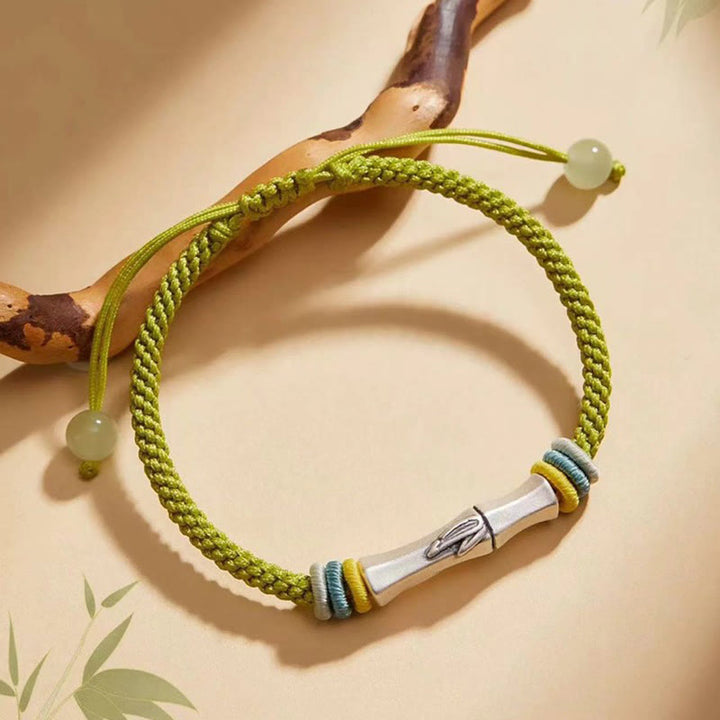 Buddha Stones 999 Srebro Sterling Czerwony Sznurek Bambusowy Bransoletka Oświecenia - image 2