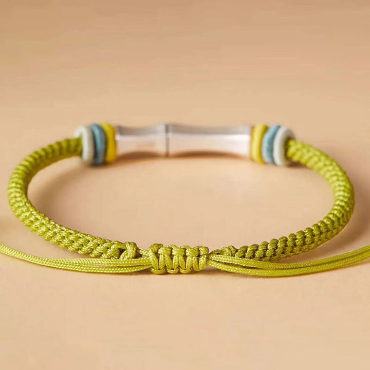 Buddha Stones 999 Srebro Sterling Czerwony Sznurek Bambusowy Bransoletka Oświecenia - image 3