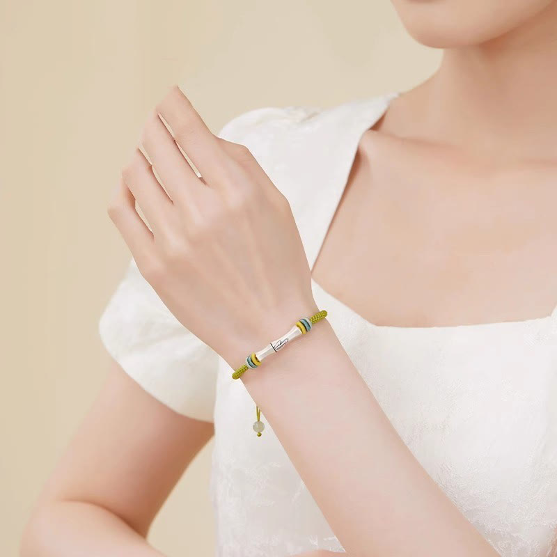 Buddha Stones 999 Srebro Sterling Czerwony Sznurek Bambusowy Bransoletka Oświecenia - image 4