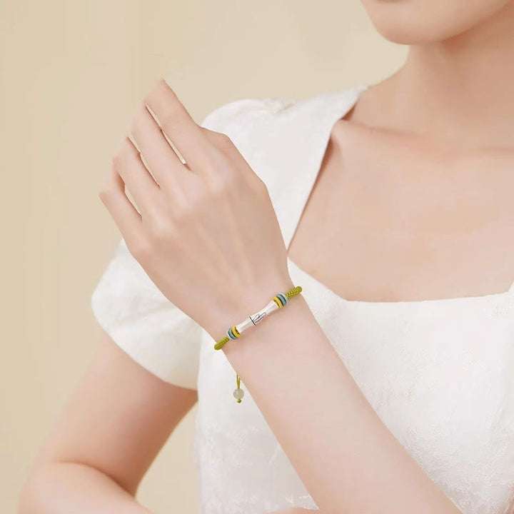 Buddha Stones 999 Srebro Sterling Czerwony Sznurek Bambusowy Bransoletka Oświecenia - image 4