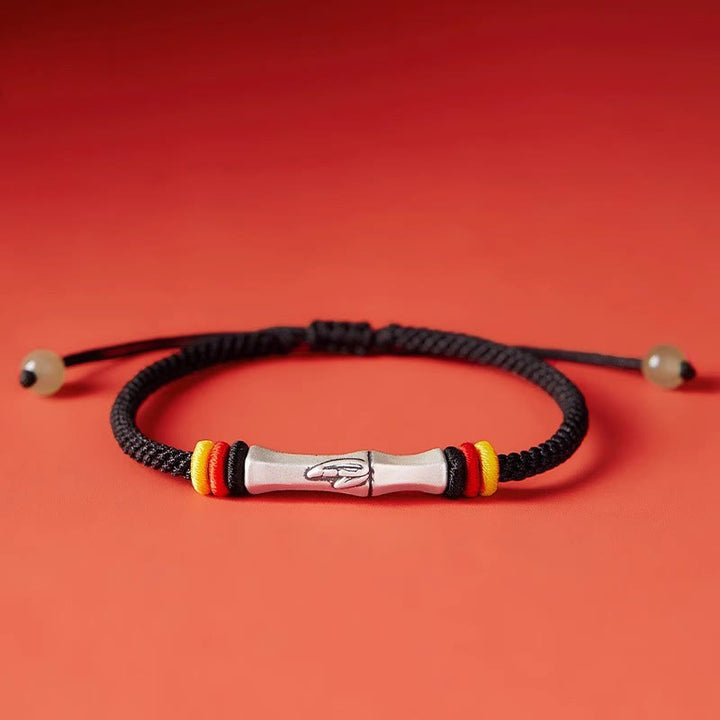 Buddha Stones 999 Srebro Sterling Czerwony Sznurek Bambusowy Bransoletka Oświecenia - Czarny (obwód nadgarstka 14-21 cm) - image 15
