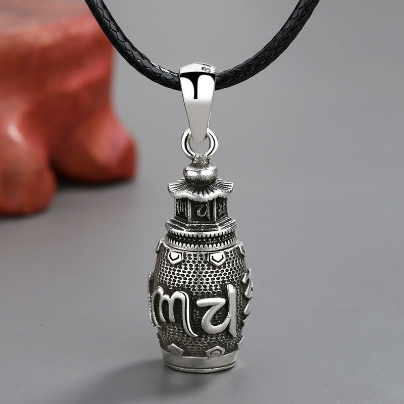 Buddha Stones Om Mani Padme Hum Miedziany Naszyjnik Kreatywność Wisiorek - Naszyjnik z sześcioma prawdziwymi słowami (z czarną liną) - image 1