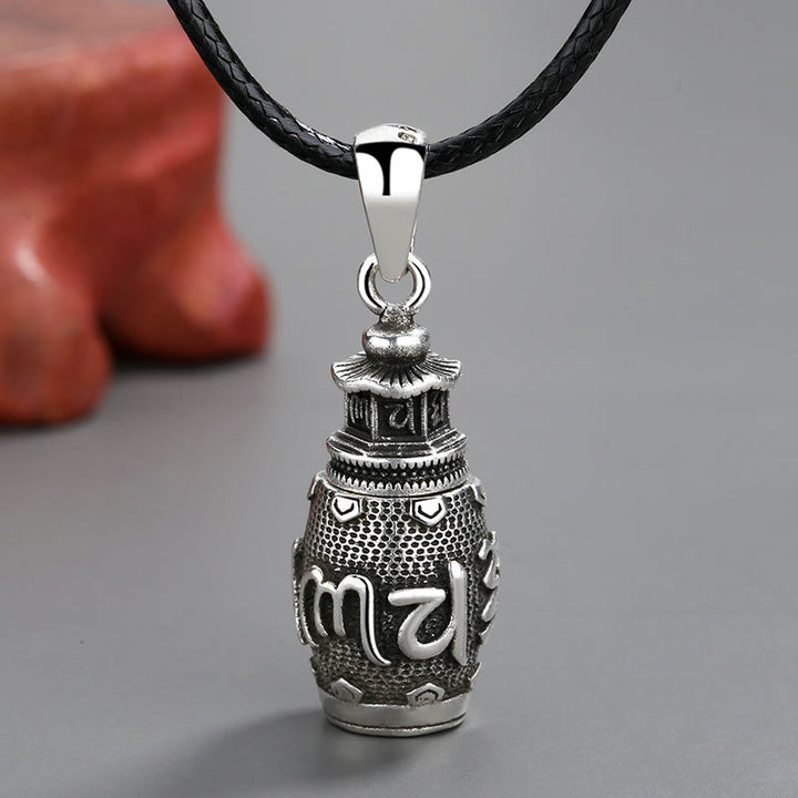 Buddha Stones Om Mani Padme Hum Miedziany Naszyjnik Kreatywność Wisiorek - Naszyjnik z sześcioma prawdziwymi słowami (z czarną liną) - image 1