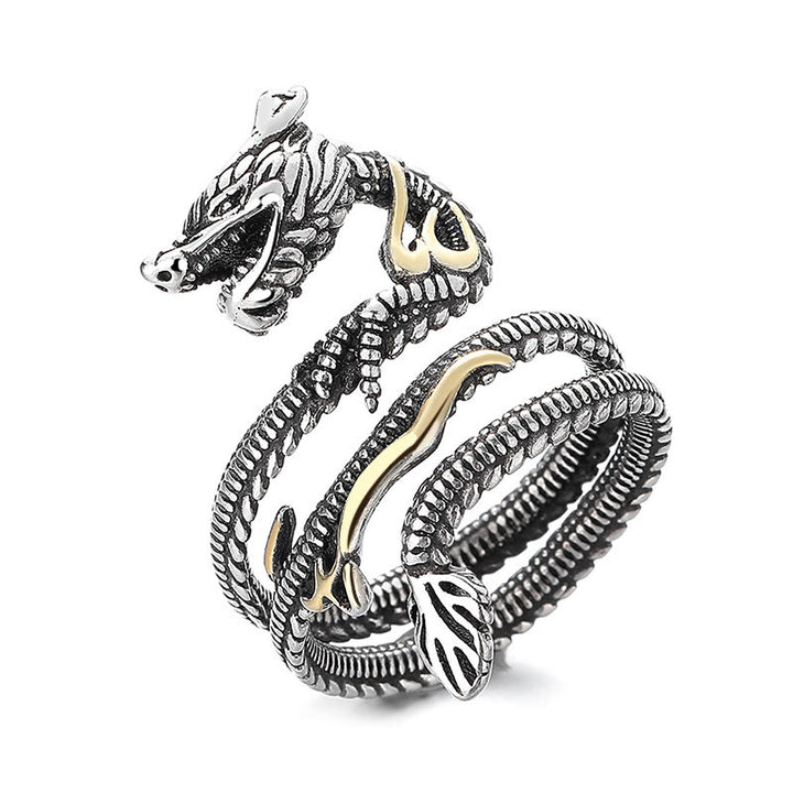 Pierścień Buddha Stones Vintage Dragon Pattern Miedziany Siła