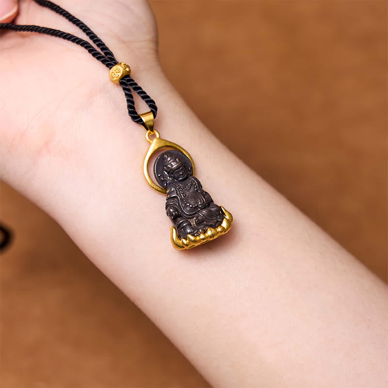Buddha Stones Tybetańskie Żółte Jambhala Żółty Bóg Bogactwa Naszyjnik Budda Spokój Wisiorek - image 2