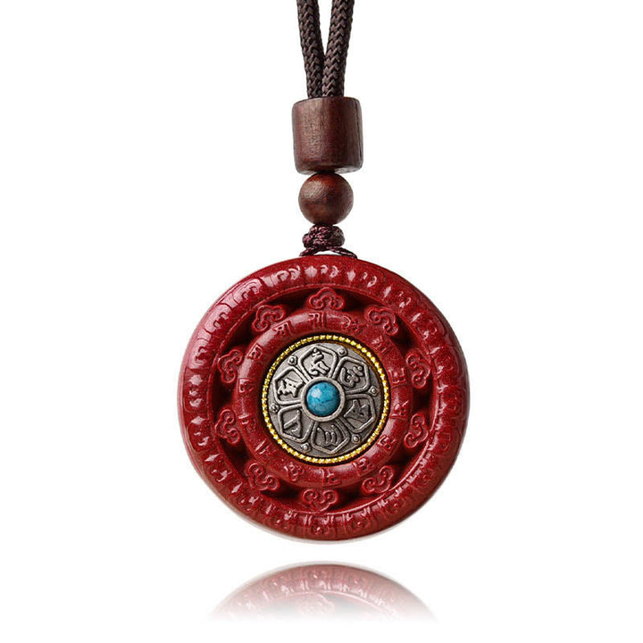 Buddha Stones Cynober Om Mani Padme Hum Błogosławieństwo Obrotowy Naszyjnik Wisiorek Brelok - image 13