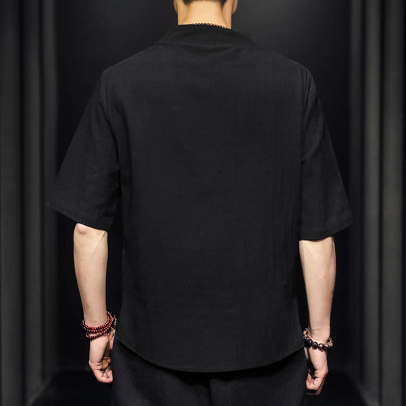 Koszula męska z krótkim rękawem, letnia, casualowa, z Buddha Stones, bawełniana - image 10