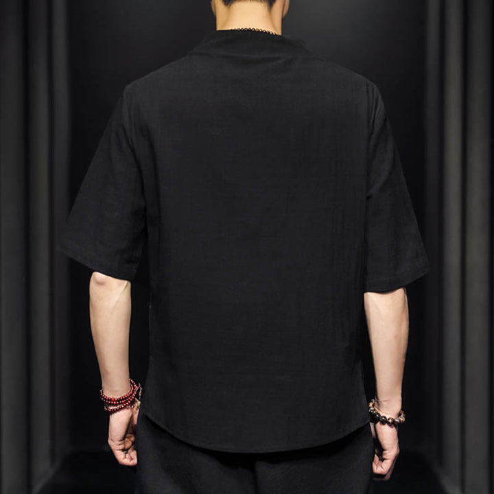 Koszula męska z krótkim rękawem, letnia, casualowa, z Buddha Stones, bawełniana - image 10