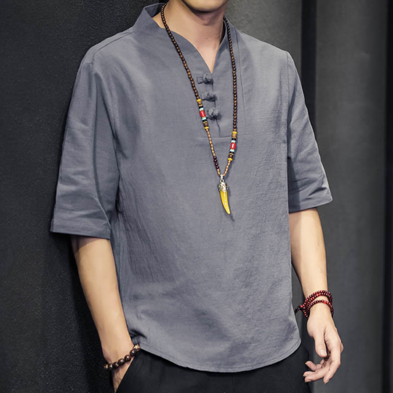 Koszula męska z krótkim rękawem, letnia, casualowa, z Buddha Stones, bawełniana - image 19