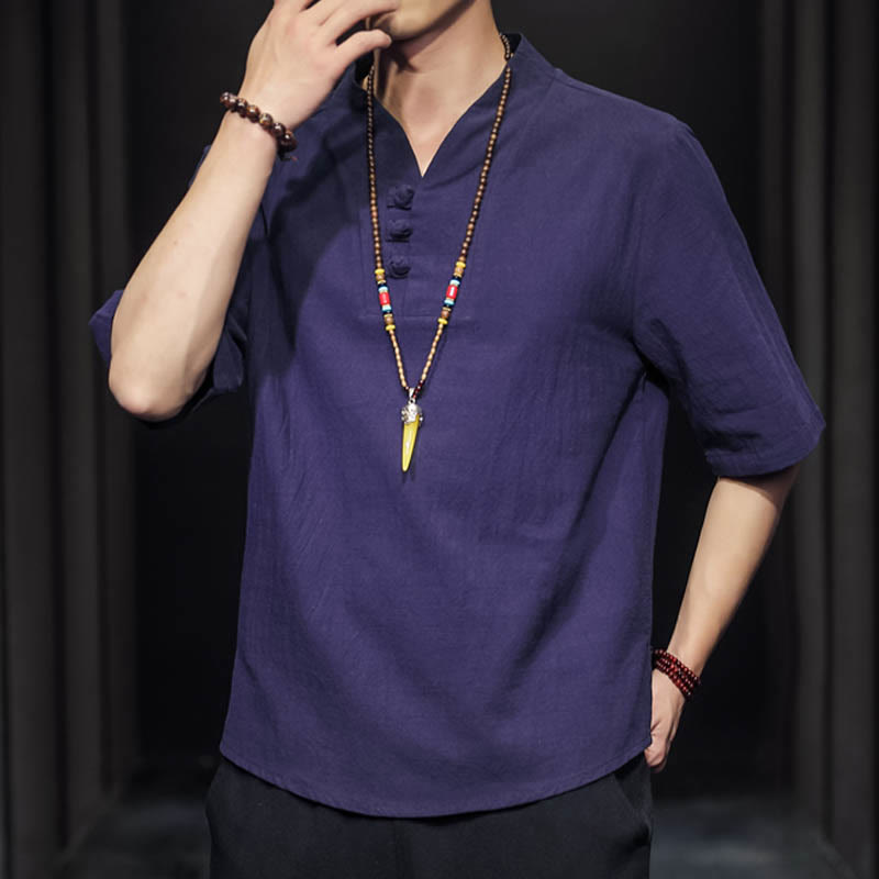 Koszula męska z krótkim rękawem, letnia, casualowa, z Buddha Stones, bawełniana - image 30