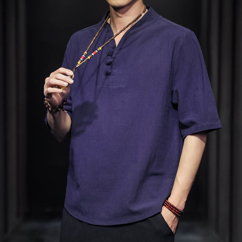 Koszula męska z krótkim rękawem, letnia, casualowa, z Buddha Stones, bawełniana - image 27