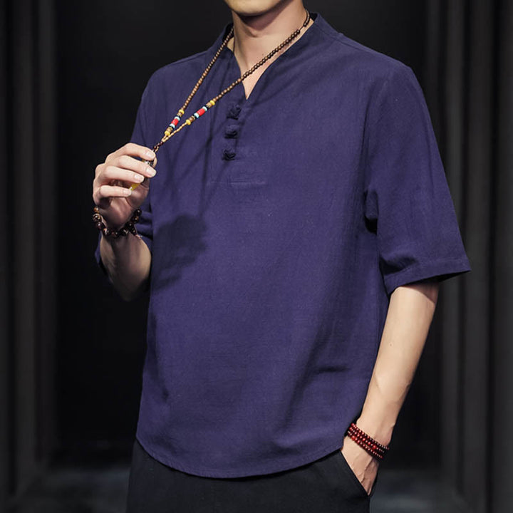 Koszula męska z krótkim rękawem, letnia, casualowa, z Buddha Stones, bawełniana - image 27