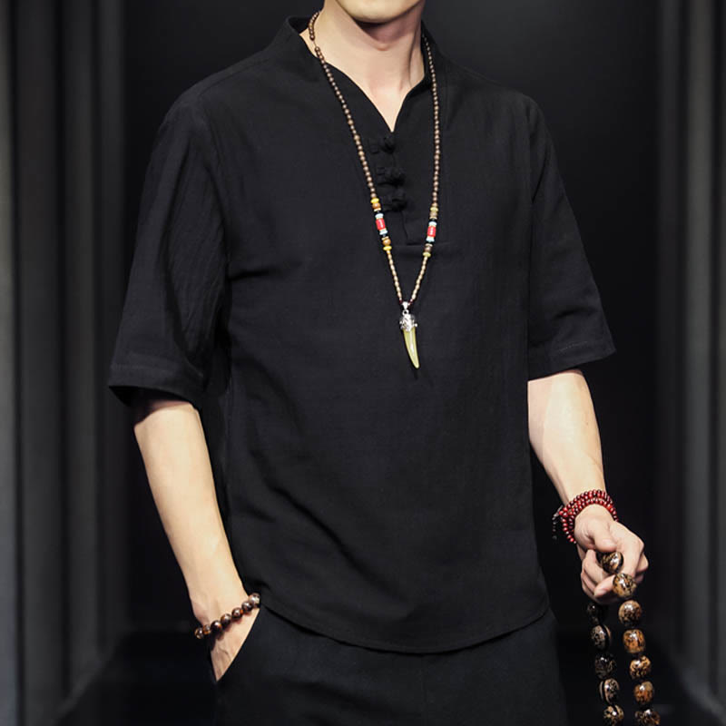 Koszula męska z krótkim rękawem, letnia, casualowa, z Buddha Stones, bawełniana - image 13