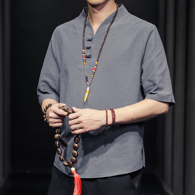 Koszula męska z krótkim rękawem, letnia, casualowa, z Buddha Stones, bawełniana - image 22